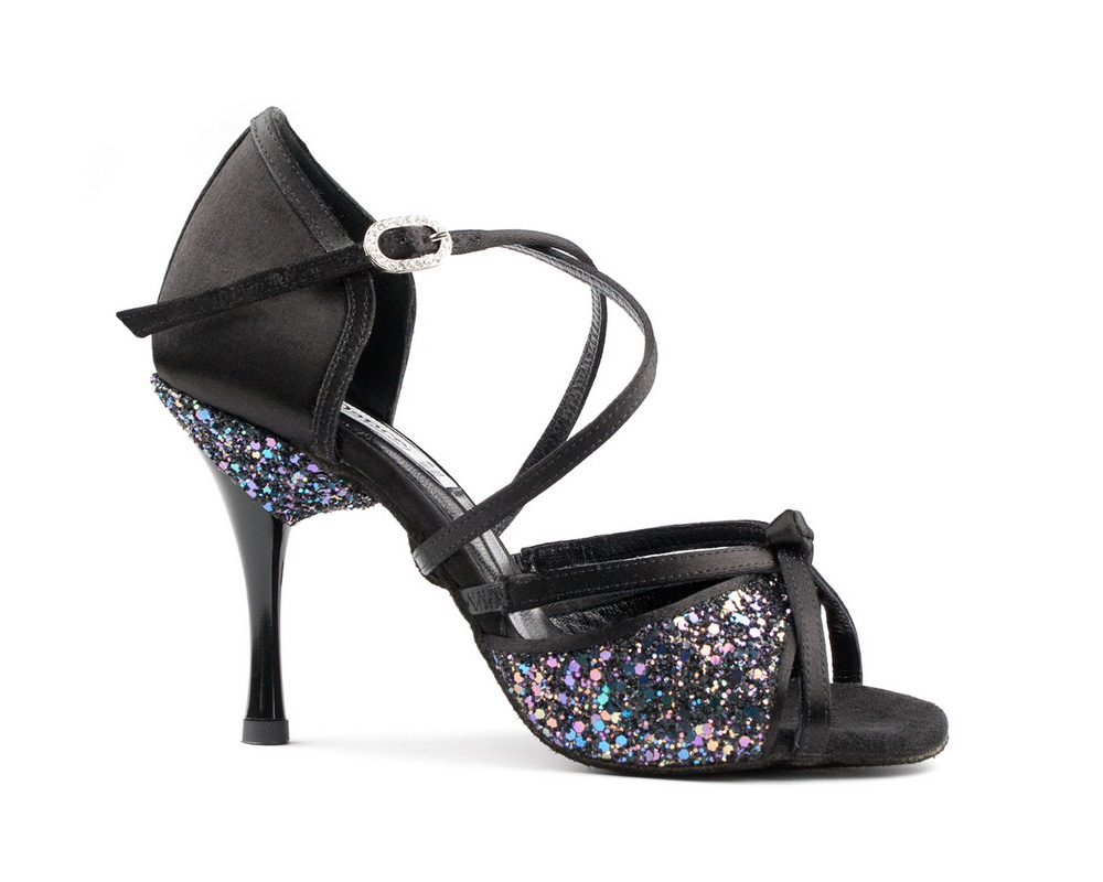 PD801 Black Satin and Glitter