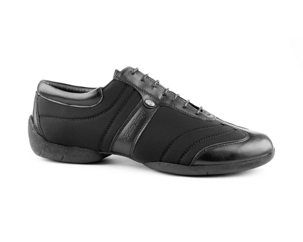 PD PIETRO BRAGA Black Leather and Lycra Sneaker Sole
