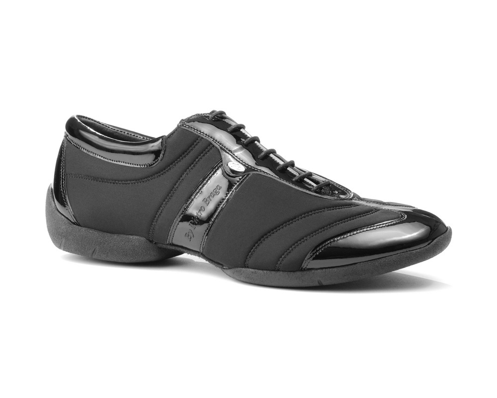 PD PIETRO BRAGA Black Lycra and Patent Sneaker Sole